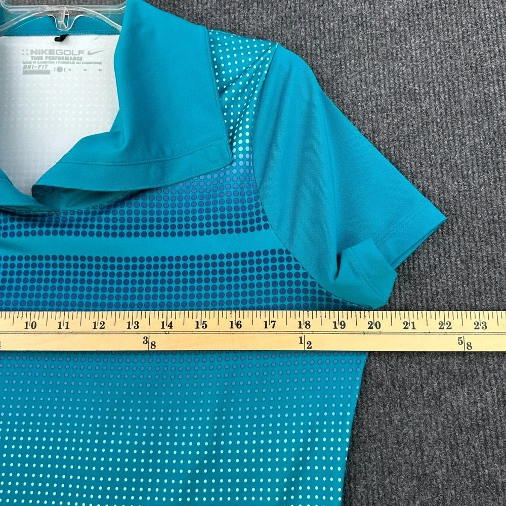 NIKE Golf Tour Performance Polo Shirt Women Medium Dri‎ Fit Blues Snap Neck